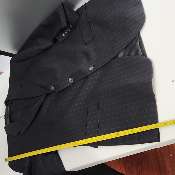 Chaps mens Blazer woolmark suit pinstripe coat 46R pants 38 x 30 100% wool 2pc - Picture 7 of 16